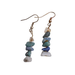 Crystal Stacked Dangle French Wire Earrings - 1.25" Long